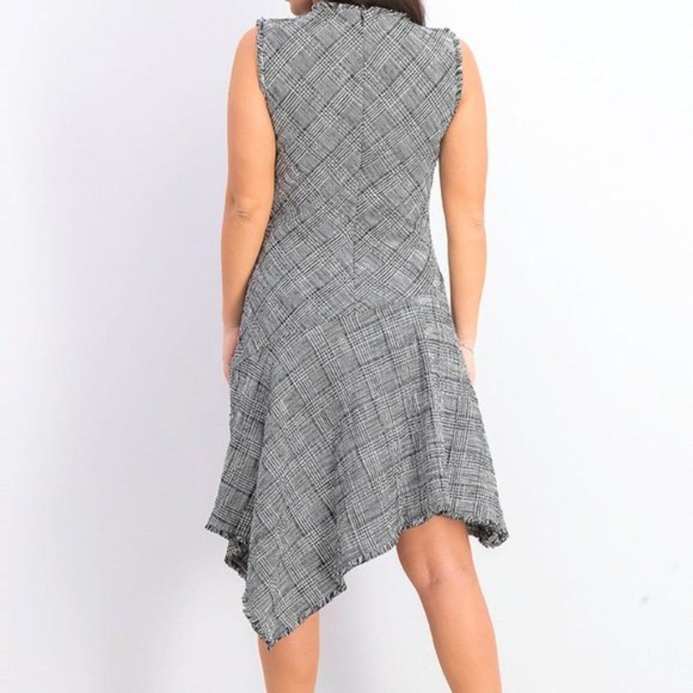 Fringe tweed Taylor sleeveless Asymmetrical dress size 10 (303) - Picture 4 of 11
